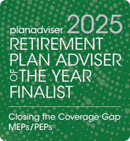 Logo: 2025 PLANADVISER Retirement Plan Adviser of the Year _ Closing the Coverage Gap - MEPs/PEPs, Desk Plaque
