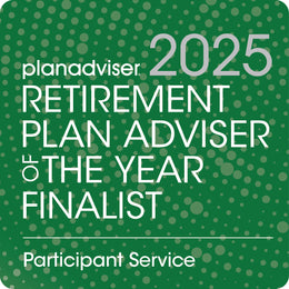 Logo: 2025 PLANADVISER Retirement Plan Adviser of the Year_ Plan Participant Service, Desk Plaque