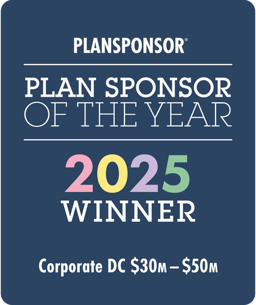 Logo: 2025 PLANSPONSOR Plan Sponsor Of Year-Corporate DC $30MM-$50MM Winner, Desk Plaque