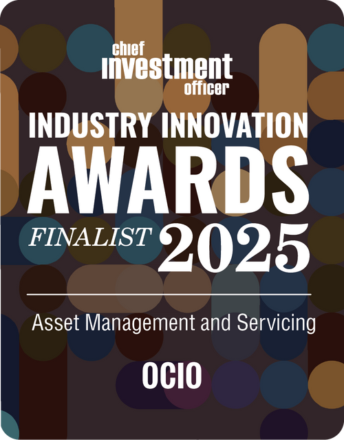 Logo: 2025 CHIEF INVESTMENT OFFICER Asset Management & Servicing Finalist: OCIO Desk Plaque
