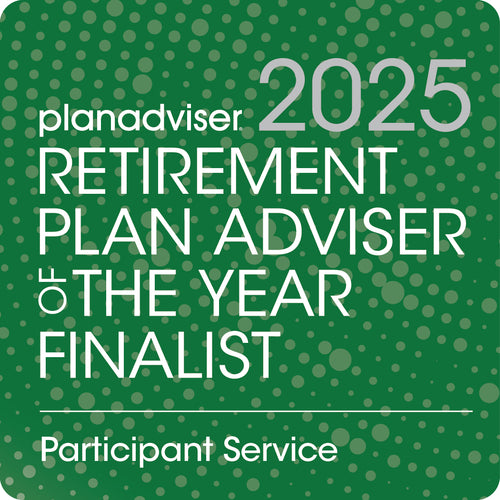 Logo: 2025 PLANADVISER Retirement Plan Adviser of the Year_ Plan Participant Service, Desk Plaque