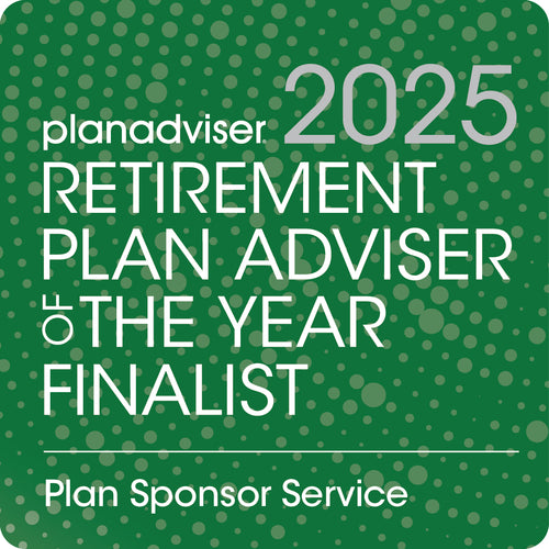 Logo: 2025 PLANADVISER Retirement Plan Adviser of the Year_ Plan Sponsor Service, Desk Plaque