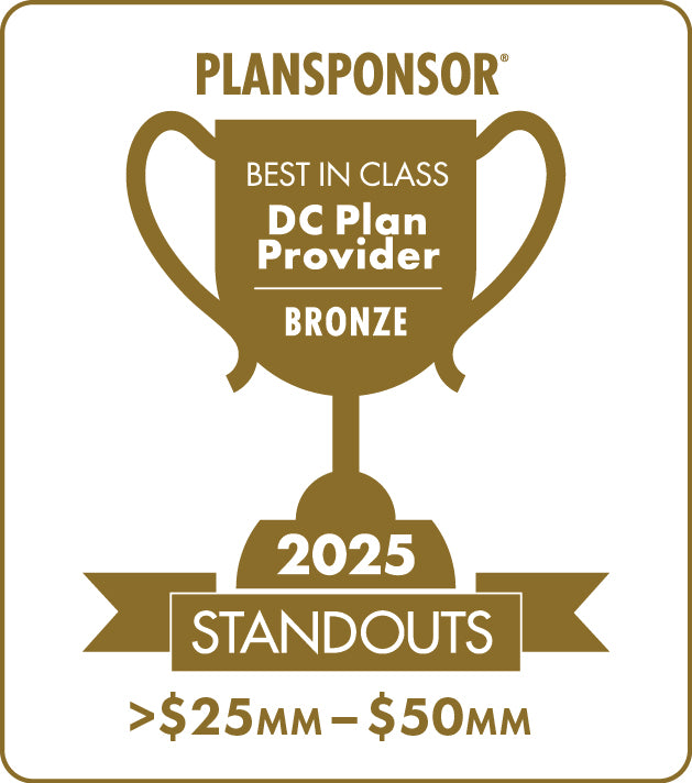 Logo: 2025 PLANSPONSOR Best in Class DC Plan Provider Standouts _ Bronze: Plan Assets >$25MM-$50MM