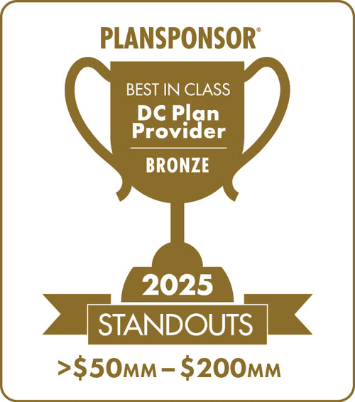 Logo: 2025 PLANSPONSOR Best in Class DC Plan Provider Standouts _ Bronze: Plan Assets >$50MM-200MM
