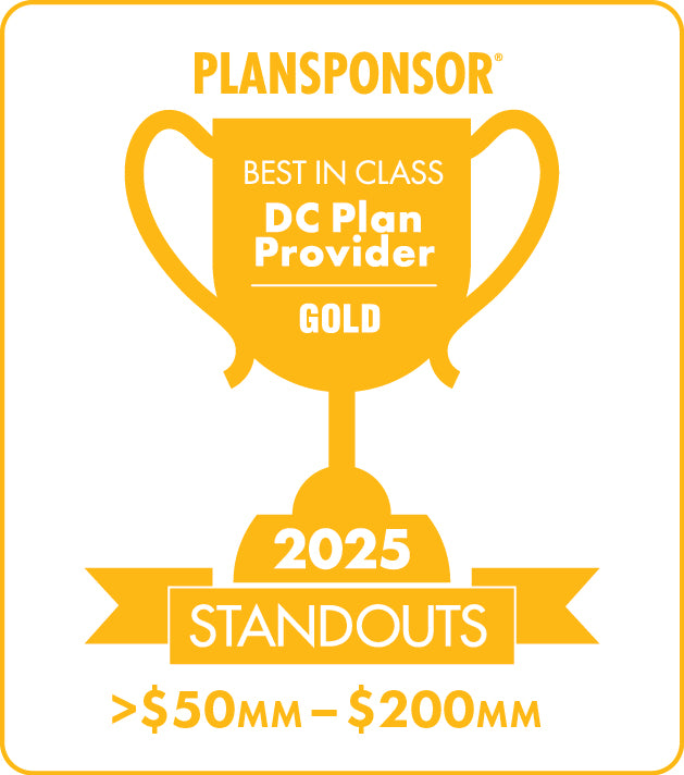 Logo: 2025 PLANSPONSOR Best in Class DC Plan Provider Standouts_ Gold: Plan Assets >$50MM-$200MM