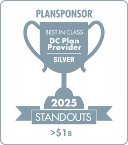 Logo: 2025 PLANSPONSOR Best in Class DC Plan Provider Standouts _ Silver: Plan Assets >$1B