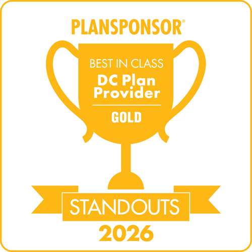 Logo: 2026 PLANSPONSOR Best in Class DC Plan Provider Standouts - Gold Generic Desk Plaque