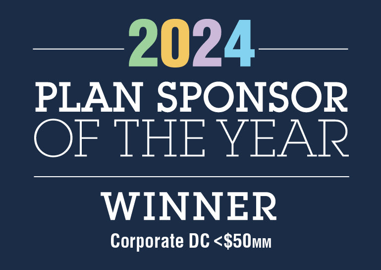 Logo: 2024 PLANSPONSOR Plan Sponsor Of the Year Winner_ Corporate DC <$50MM