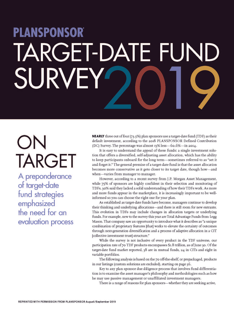 2019 PLANSPONSOR Target-Date Fund Survey